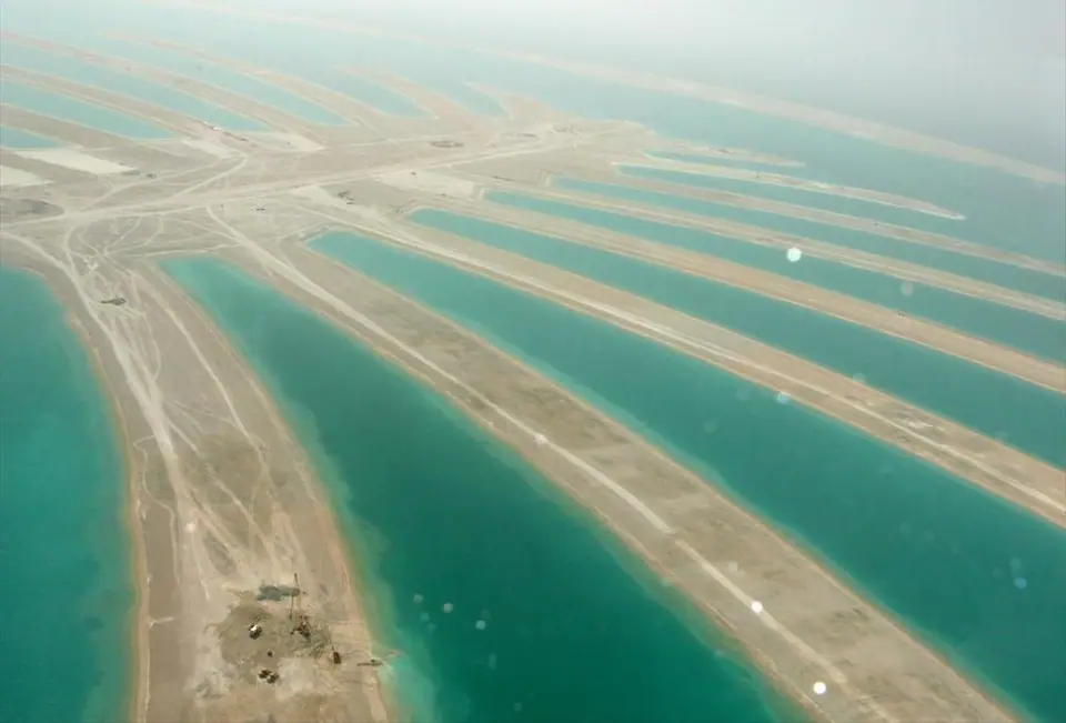Palm Jebel Ali fronds from the air