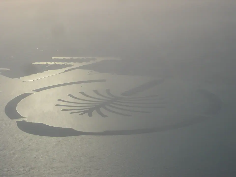 Palm Jebel Ali from an airplane window